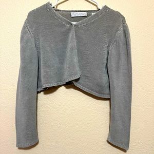 Valerie Stevens Collection Grey Cropped Cardigan Size Large Petite